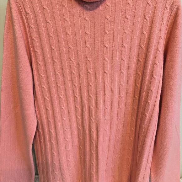 Izod Womens XL Pink Cable Knit Cowl Neck Sweater Preppy Soft Classic Career - Picture 3 of 11
